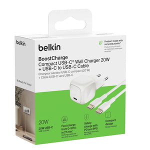 Belkin BoostCharge Compact USB-C Wall Charger 45W with USB-C Cable | PD 3.1 & PPS Fast Charging Adapter