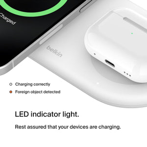 Belkin 2-in-1 Qi2 fast wireless charger pad with USB-C port for iPhone and AirPods Indicator OnlineExpo.pk