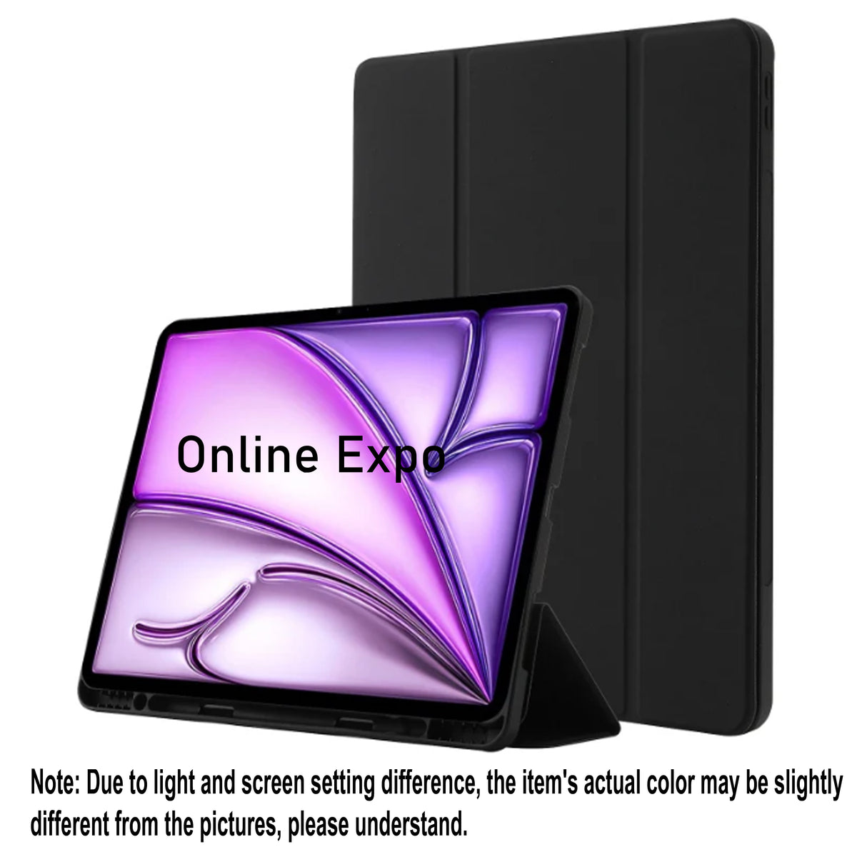 iPad Pro 13 2024, iPad Pro 13 2025 PU Leather Case with Stylus Holder Black