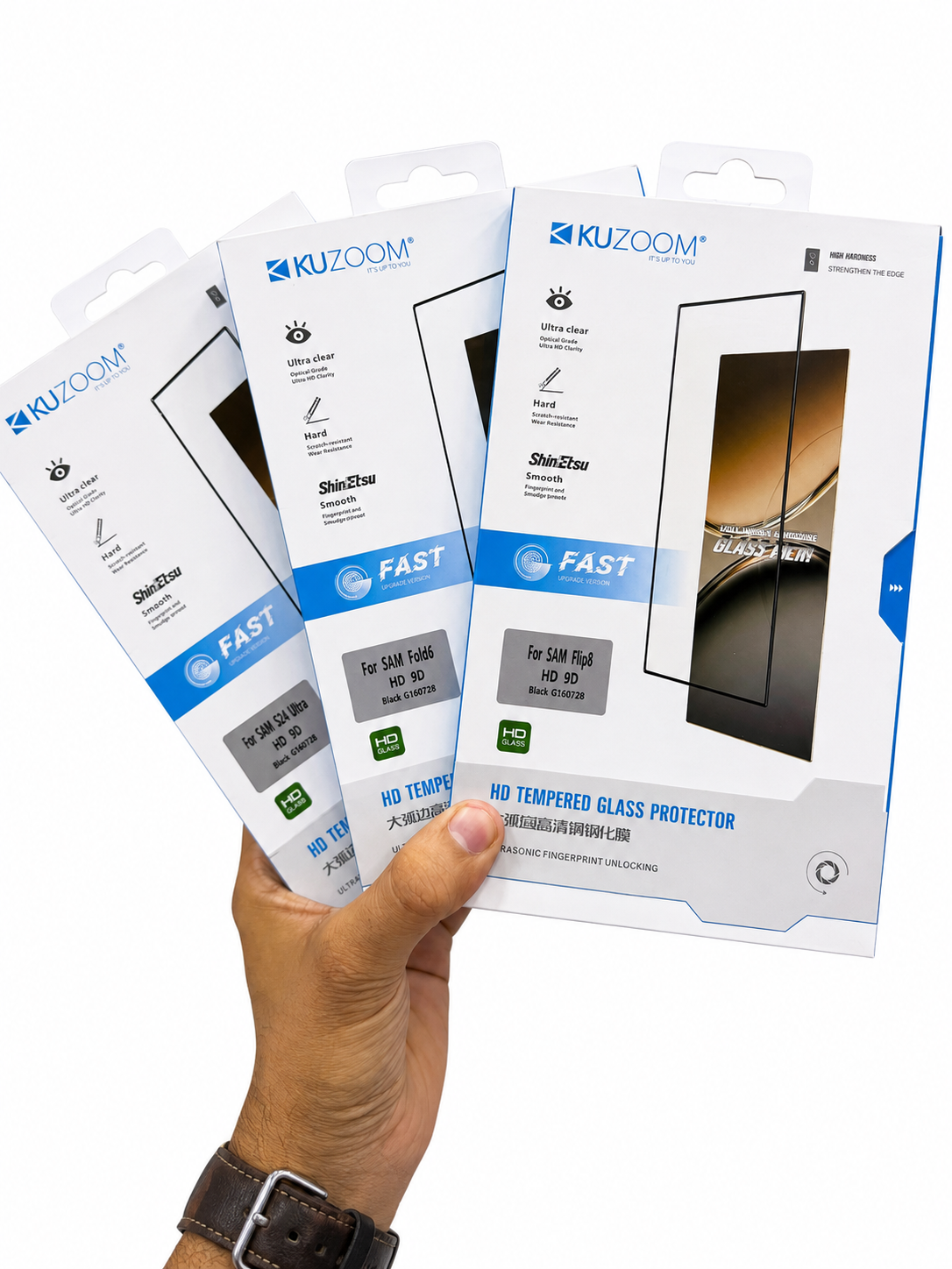 Samsung Galaxy Flip 8 / Fold 8 / Fold 8 Ultra Kuzoom 9H Clear Screen Protector Original Product Front View - OnlineExpo.pk