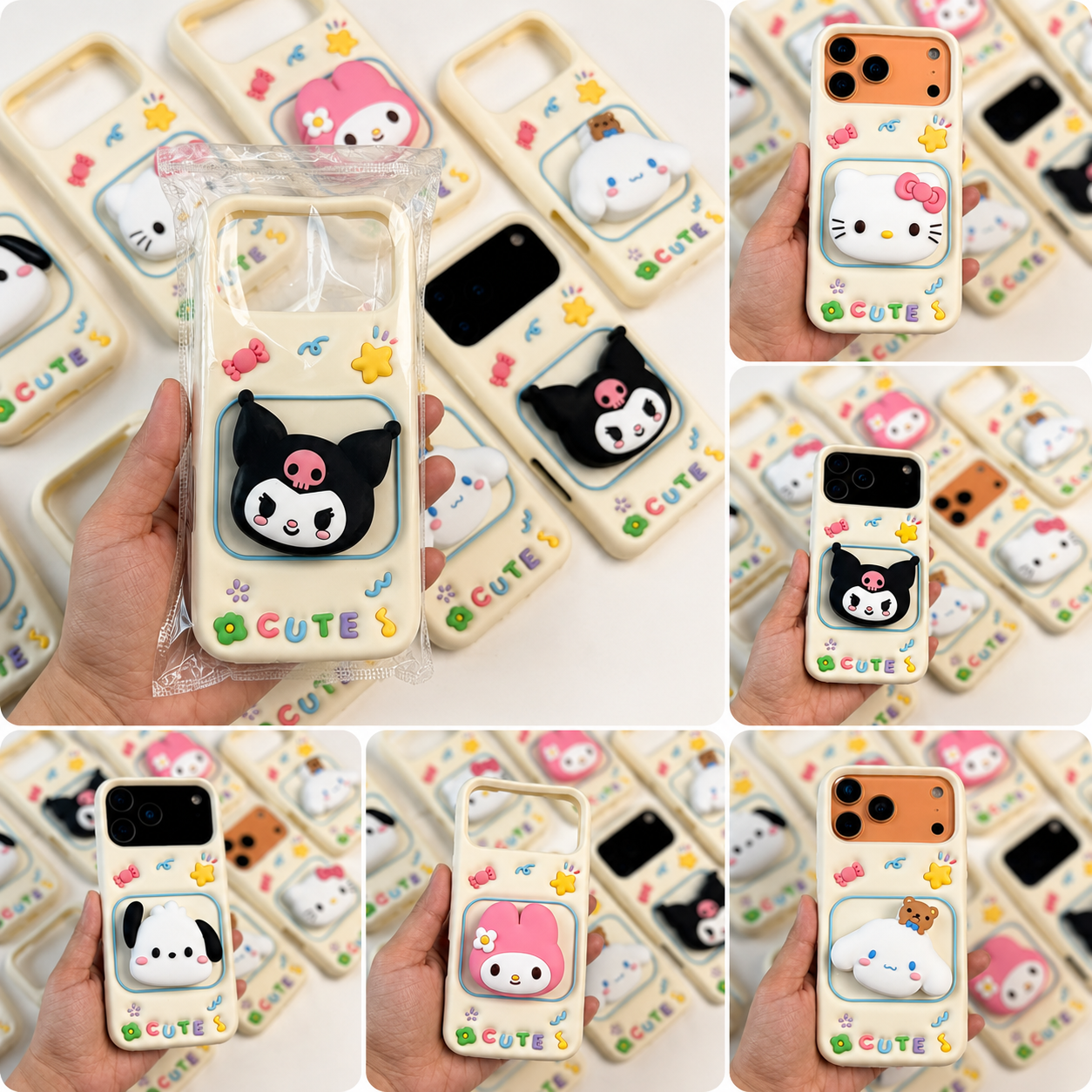 Cute 3D Kawaii Cartoon Silicone Case | 4 Adorable Designs Original Product Front View - OnlineExpo.pk