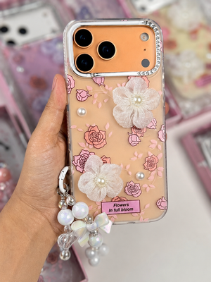 Bloom Pearl Floral Case with Beaded Charm | iPhone & Samsung View 3 - OnlineExpo.pk