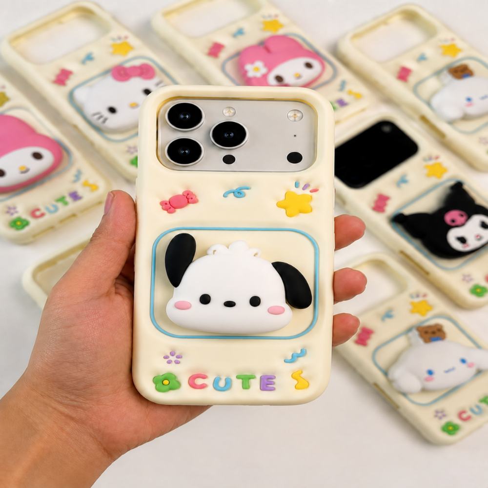 Cute 3D Kawaii Cartoon Silicone Case | 4 Adorable Designs View 3 - OnlineExpo.pk