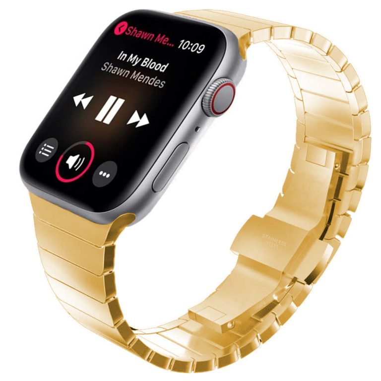 42mm-44mm-45mm Citizen Chain Stainless Steel Safe and Fashionable Strap for Apple Watch Series 3 4 5 6 7 SE- Gold Original