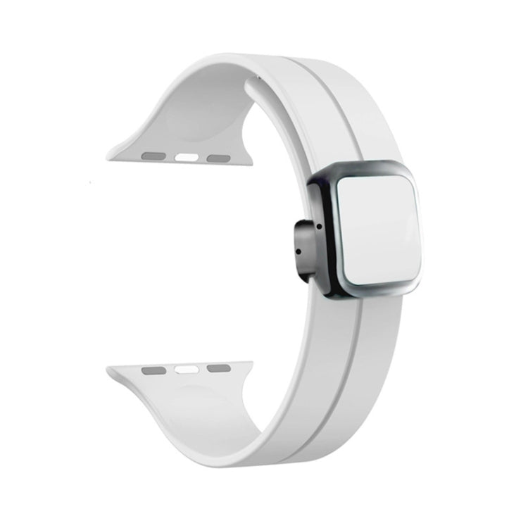 42mm-44mm-45mm-49mm Magnetic Square Buckle Silicone Watch Starps - White Original Product Front View - OnlineExpo.pk