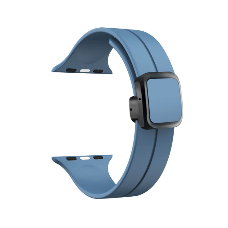 42mm-44mm-45mm-49mm Magnetic Square Buckle Silicone Watch Starps - Blue Original Product Front View - OnlineExpo.pk