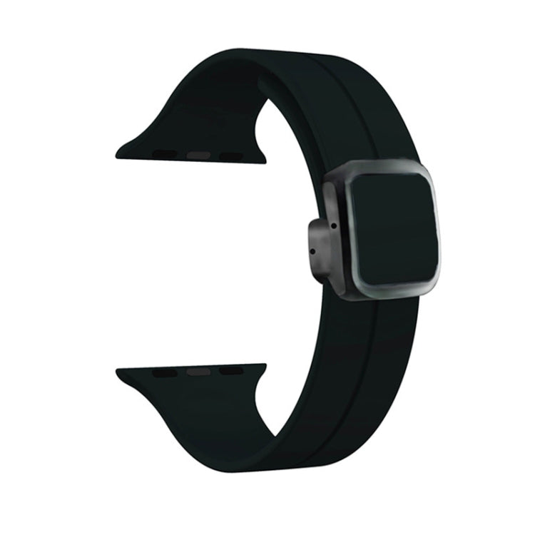 42mm-44mm-45mm-49mm Magnetic Square Buckle Silicone Watch Starps - Black Original Product Front View - OnlineExpo.pk
