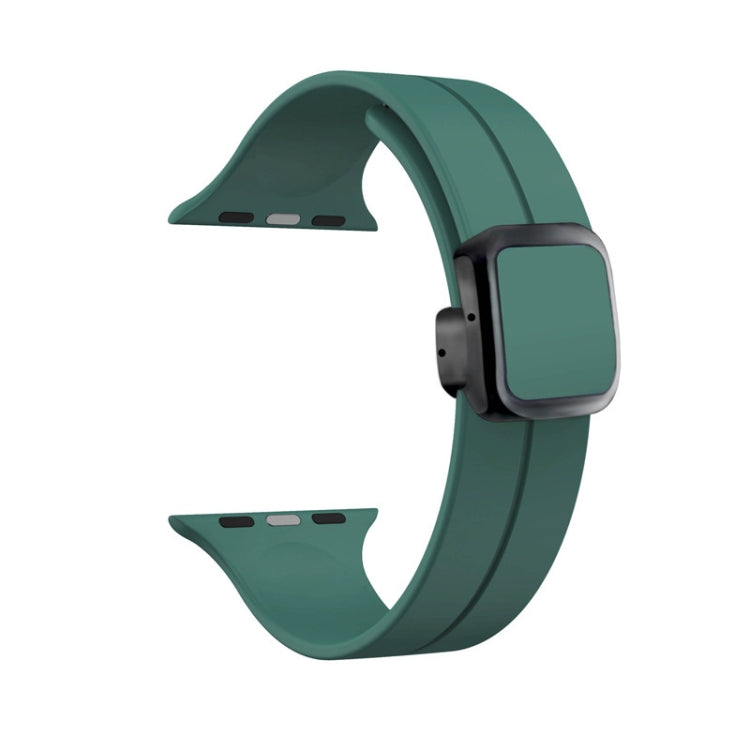 42mm-44mm-45mm-49mm Magnetic Square Buckle Silicone Watch Starps - Pine Green Original Product Front View - OnlineExpo.pk
