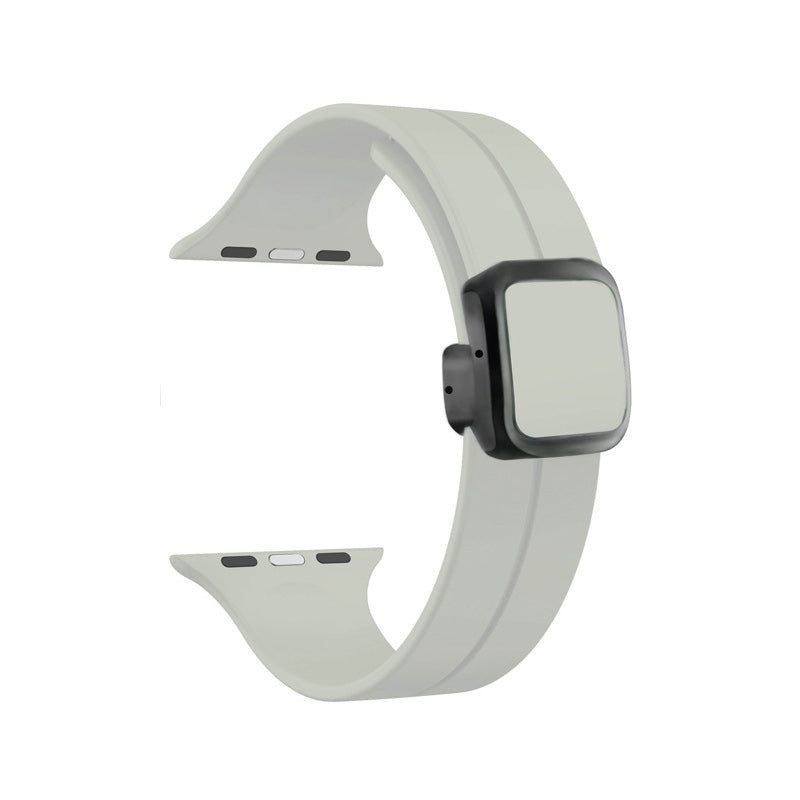 42mm-44mm-45mm-49mm Magnetic Square Buckle Silicone Watch Starps - Grey Original Product Front View - OnlineExpo.pk