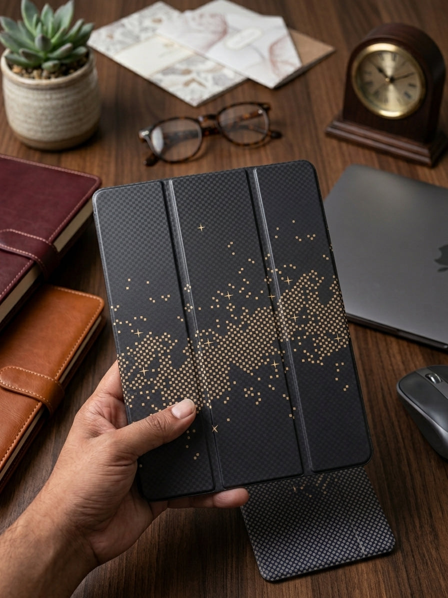 PITAKA printed Book cover for Apple iPad 10th Generation 10.9 inch 11th Generation 11 inch A16 Smart case with pen holder space View 5 - OnlineExpo.pk