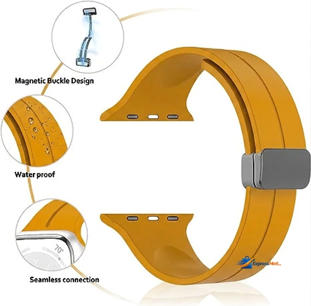 Apple Watch Magnetic D-Buckle Silicone Sport Band – 42mm/44mm/45mm/49mm (Series 1–11, SE &amp; Ultra) View 21 - OnlineExpo.pk