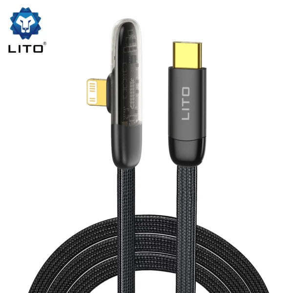 LITO LD11CL Braided 90 Elbow 30W Type-C to Lightning | Fast Charging USB-C to Lightning Cable – LITO Original Product Front
