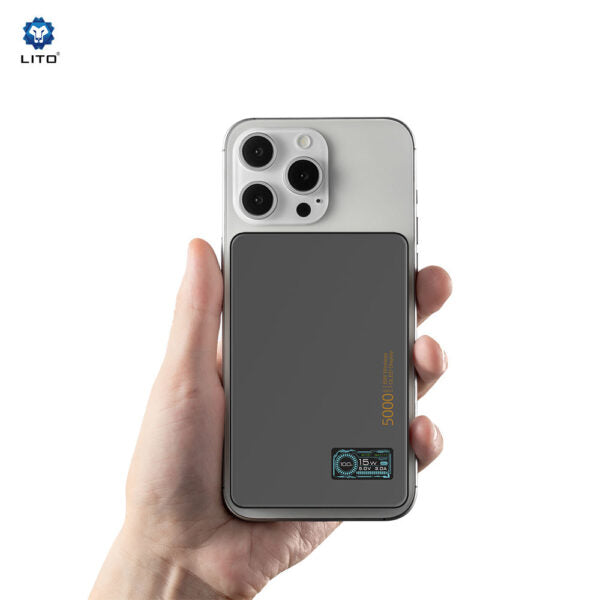 LITO LP07 15W Magnetic 5000mAh Power Bank | 5000mAh Portable Power Bank – LITO Original Product Front View - OnlineExpo.pk