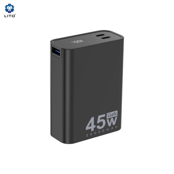 LITO LP02 45W 20000mAh Mini Power Bank | 20000mAh Portable Power Bank – LITO Original Product Front View - OnlineExpo.pk