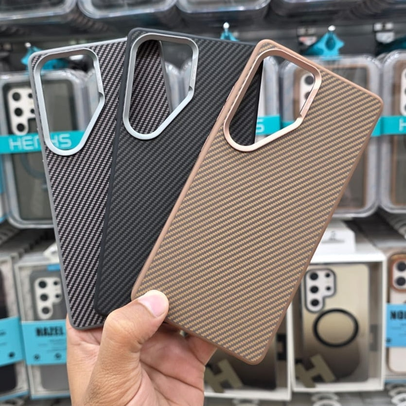 Samsung S25 Ultra Henks Carbon Fiber Case - Desert, Grey & Black Original Product Front View - OnlineExpo.pk