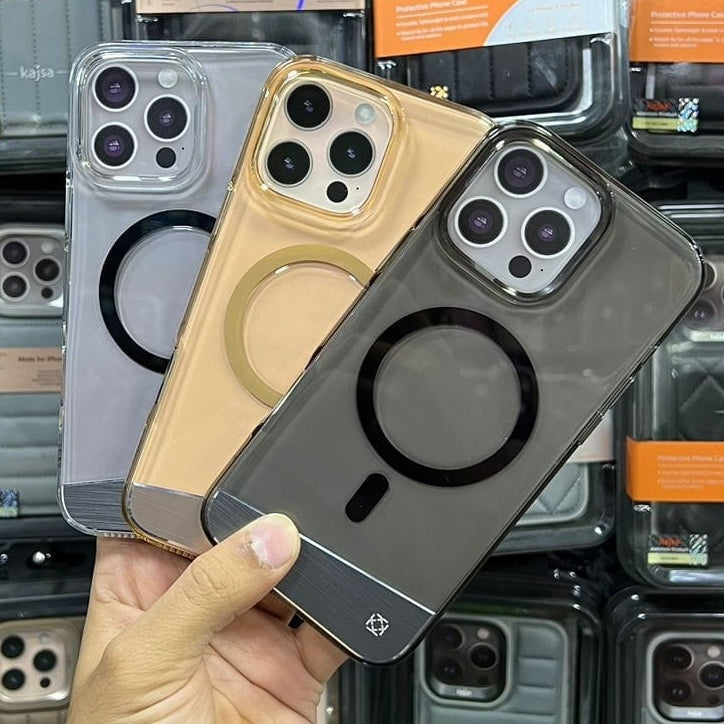 iPhone 16 Pro Max Kajsa Magsafe Shiny PC Case- Desert/Natural/Black Original Product Front View - OnlineExpo.pk