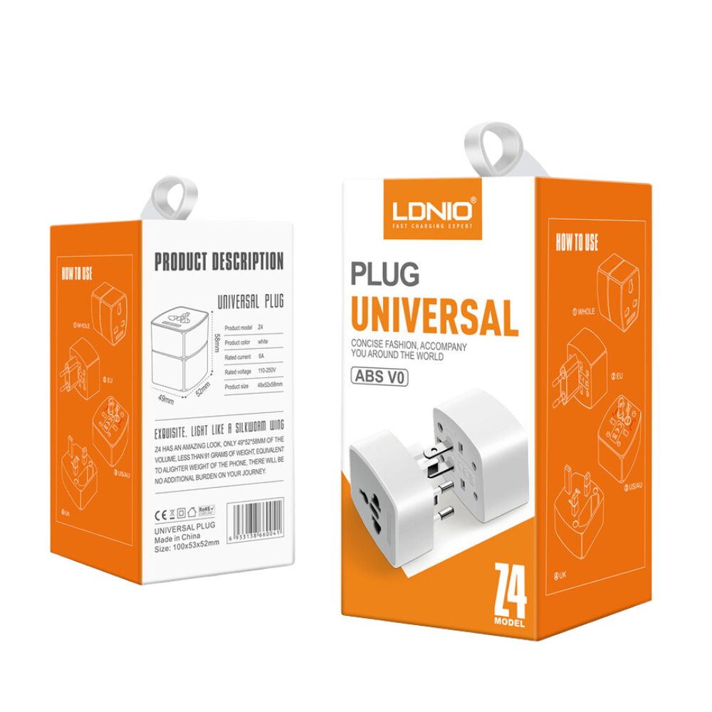 LDNIO Z4 Universal Travel Adapter Plug Original Product Front View - OnlineExpo.pk