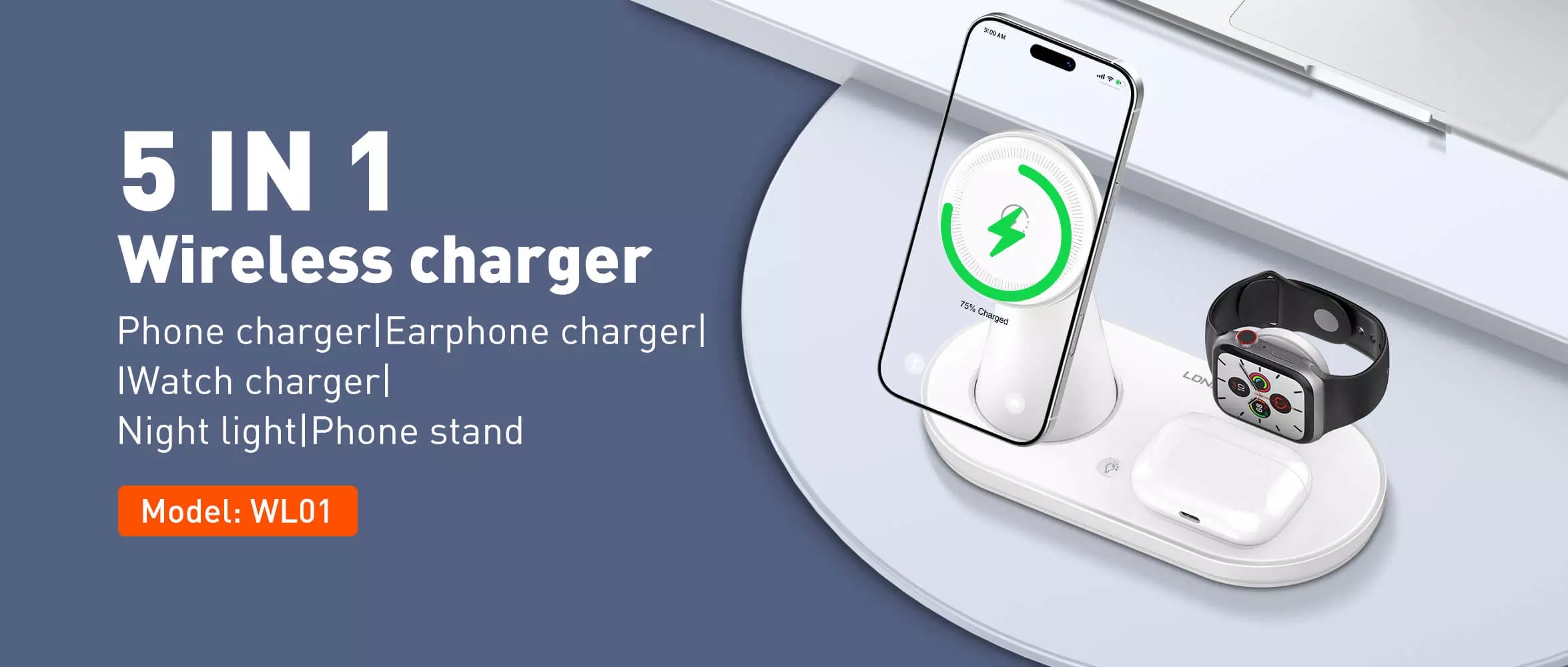 Ldnio WL01 5 In 1 Desktop Wireless Charging Station View 9 - OnlineExpo.pk