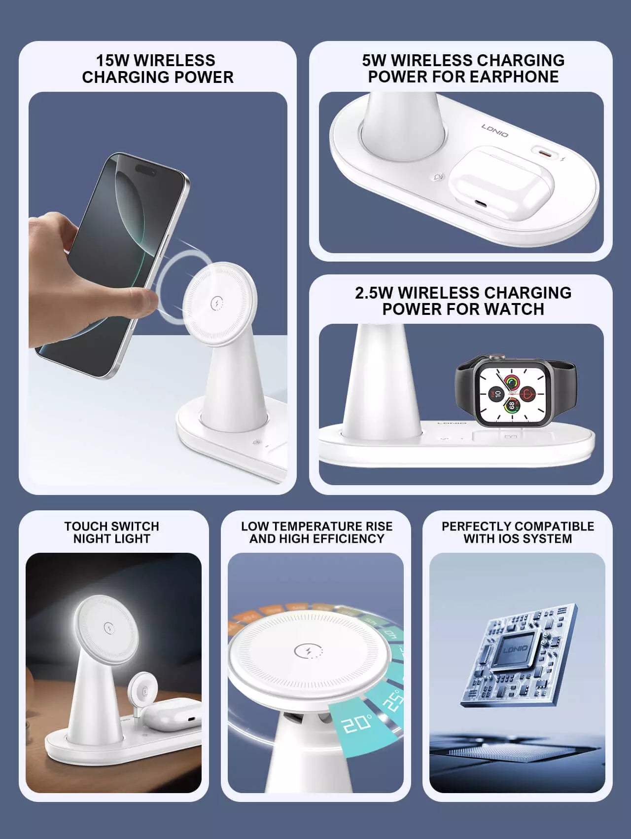 Ldnio WL01 5 In 1 Desktop Wireless Charging Station View 5 - OnlineExpo.pk