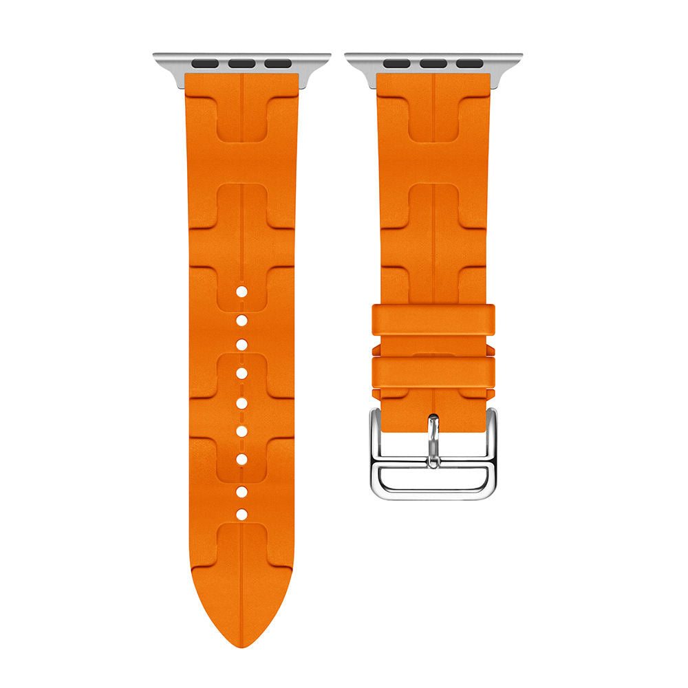 42mm/44mm/45mm/49mm Silicone Texture Straps For Smart Watch - Orange Original Product Front View - OnlineExpo.pk