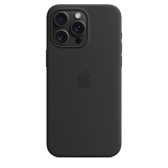 iPhone 15 Pro Max Silicone Case with MagSafe - Black Original Product Front View - OnlineExpo.pk