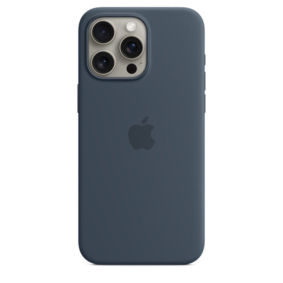 iPhone 15 Pro Max Silicone Case with MagSafe - Storm Blue Original Product Front View - OnlineExpo.pk