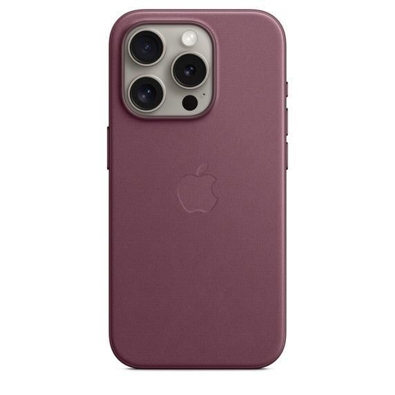 iPhone 15 Pro Leather Magsafe Case With Animation - Mulberry Original Product Front View - OnlineExpo.pk