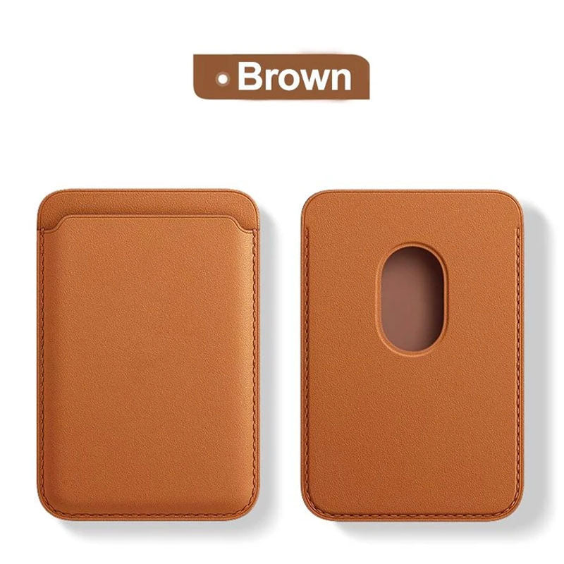 MagSafe Leather Wallet - Brown Original Product Front View - OnlineExpo.pk