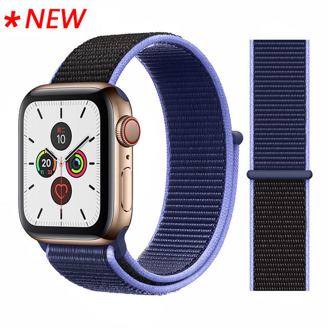Apple Watch 42mm-44mm-45mm Nylon Strap Sports Loop - Navy Blue Original Product Front View - OnlineExpo.pk