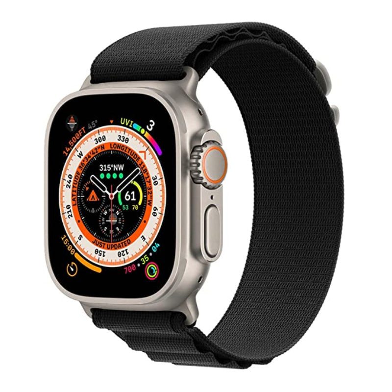 44mm-45mm-49mm Alpine Loop Smartwatch Strap For Apple Watch - Black Original Product Front View - OnlineExpo.pk