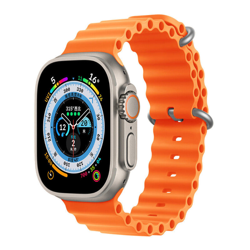 44mm-45mm-49mm Ocean Band Smartwatch Strap For Apple Watch - Orange Original Product Front View - OnlineExpo.pk