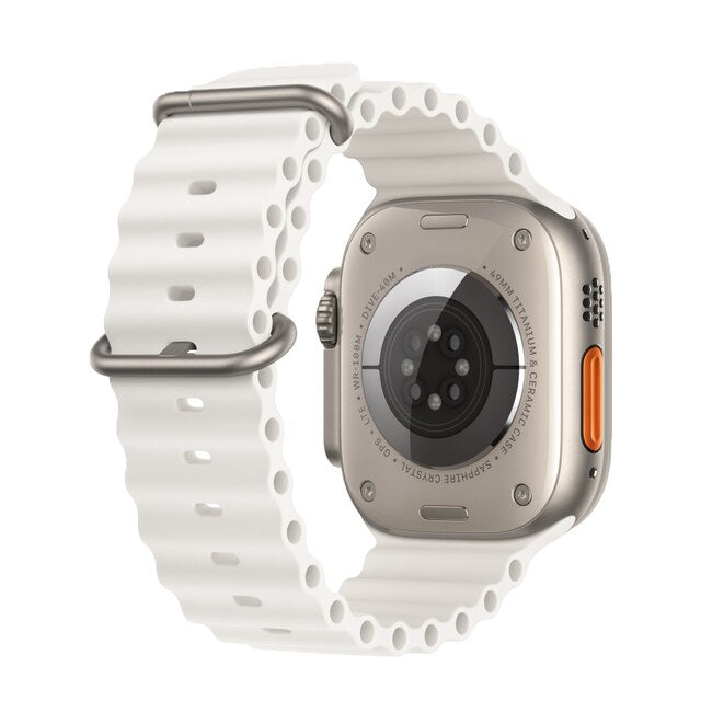44mm-45mm-49mm Ocean Band Smartwatch Strap For Apple Watch - White Original Product Front View - OnlineExpo.pk