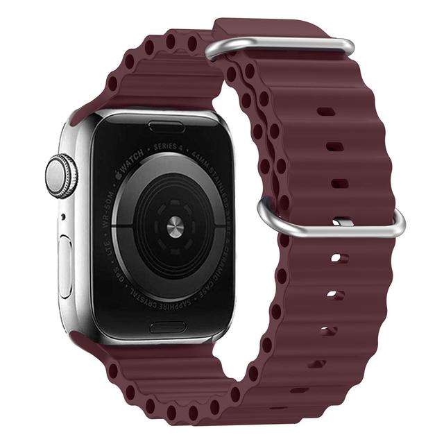 44mm-45mm-49mm Ocean Band Smartwatch Strap For Apple Watch - Wine Red Original Product Front View - OnlineExpo.pk