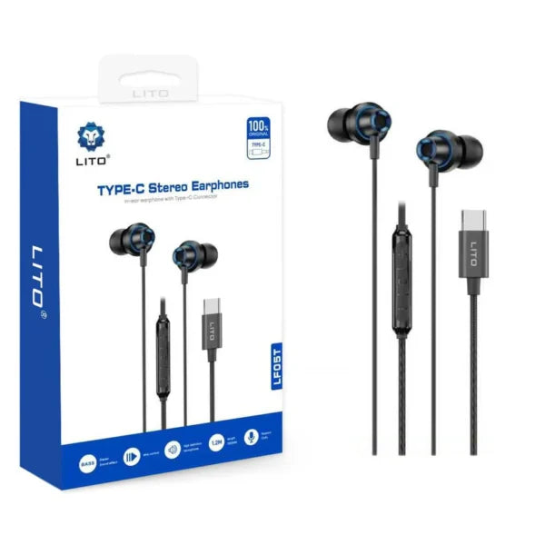 LITO LF05T Type-C Stereo Earphones | Wired Earphones – LITO Original Product Front View - OnlineExpo.pk