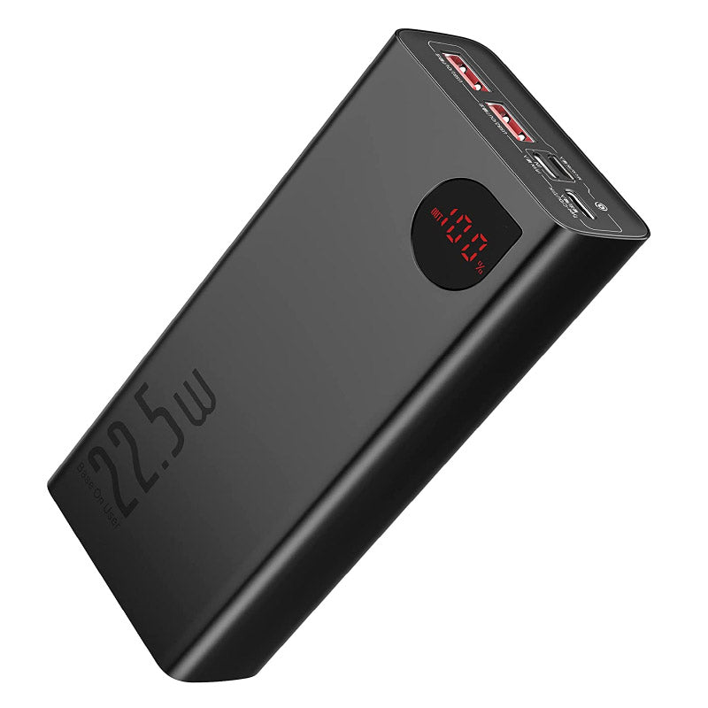 Baseus 20000mAh 22.5W Power Bank Fast Charging USB C Portable Phone Charger - Black Original Product Front View
