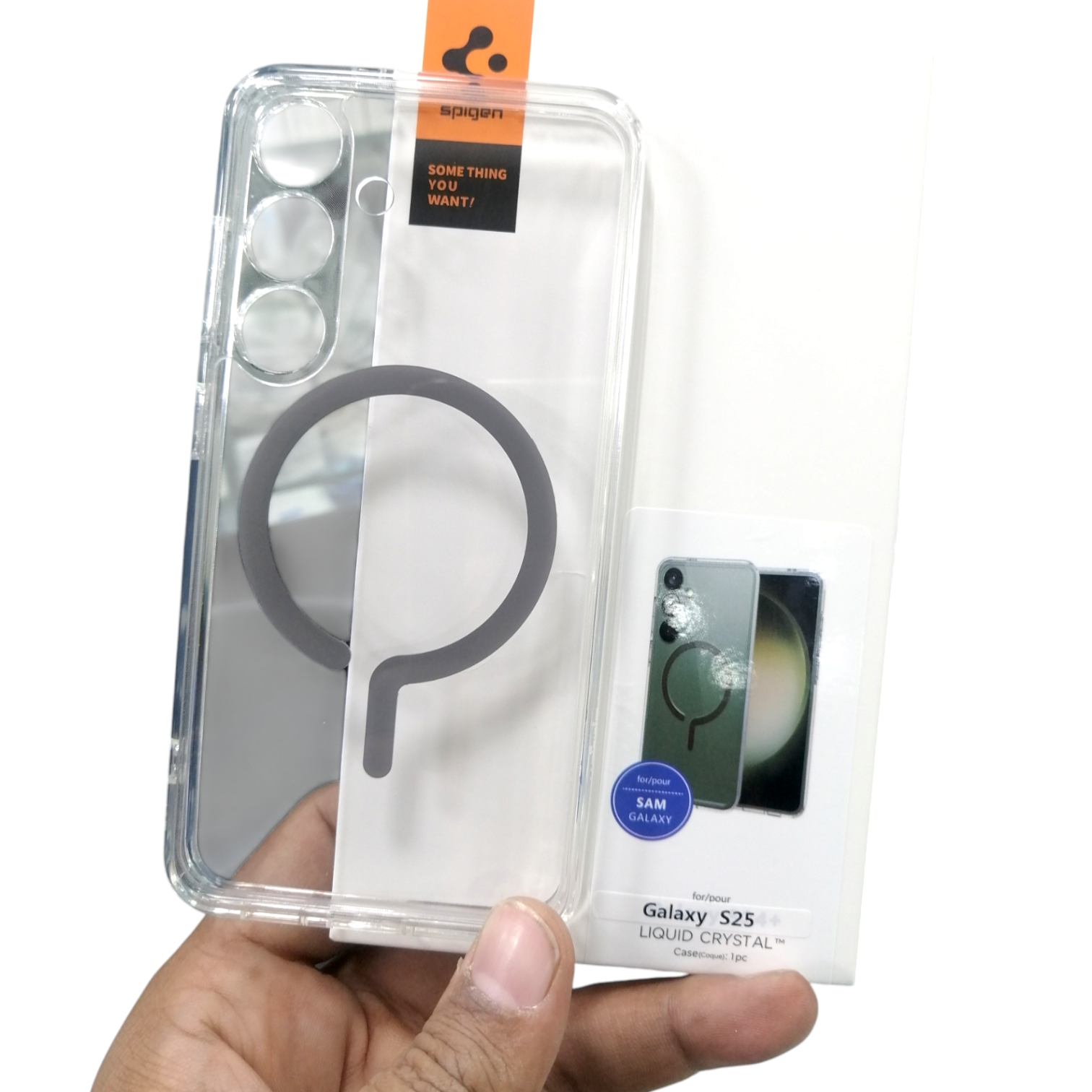 Samsung Galaxy S25 Clear Magsafe Case - Black Original Product Front View - OnlineExpo.pk