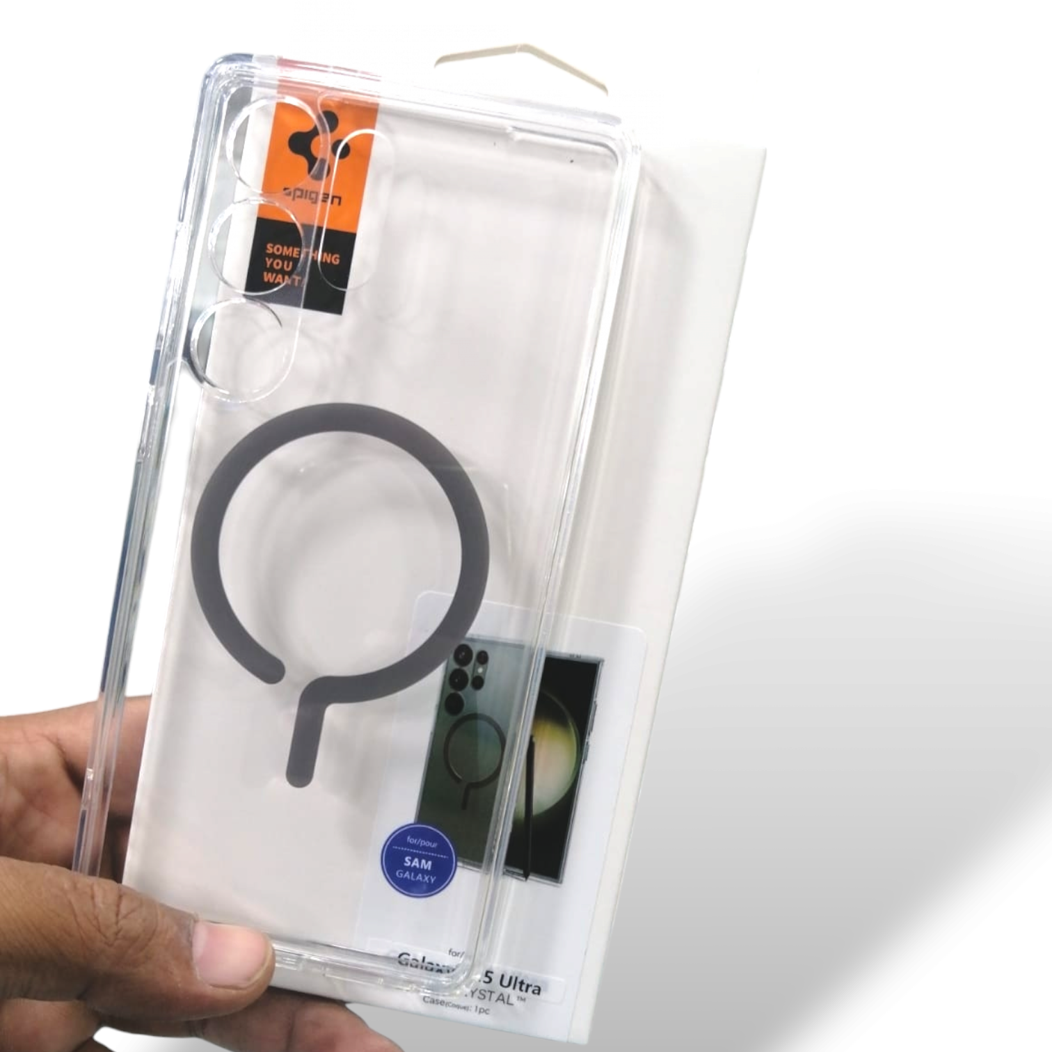 Samsung Galaxy S25 Ultra Clear Magsafe Case - Black Original Product Front View - OnlineExpo.pk