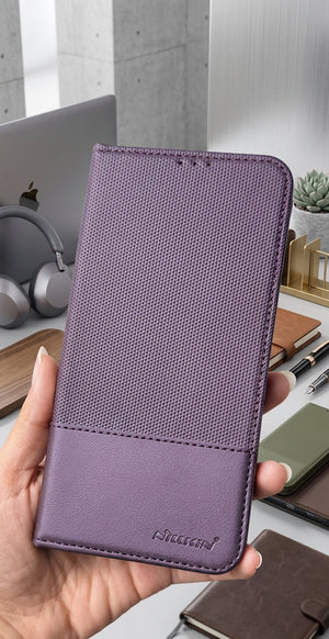 Nillkin Leather Book Case with Card Slot – iPhone & Samsung | Flip Cover with Magnetic Closure View 5 - OnlineExpo.pk