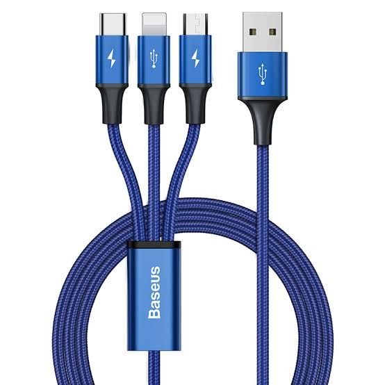 Baseus 3-in-1 Cable Rapid Series Micro+Lightning+Type-C Cable (Red) Original Product Front View - OnlineExpo.pk