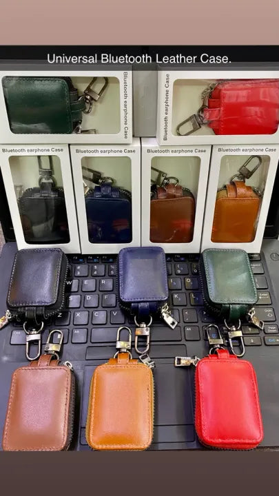 Universal Leather Case Cover for Stereo M04 Earbuds Original Product Front View - OnlineExpo.pk