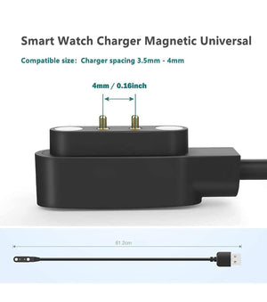 Smart Watch Universal Charger Magnetic 4mm, Smartwatch 2 Pin Magnetic Suction Replacement Charger Cable for da fit Smart Watch, Charging Distance View 2 - OnlineExpo.pk