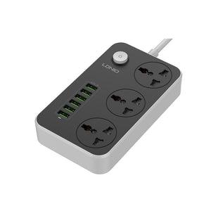 LDNIO SC3604 3 Port + 6 USB Universal Power Socket - Black View 1 - OnlineExpo.pk
