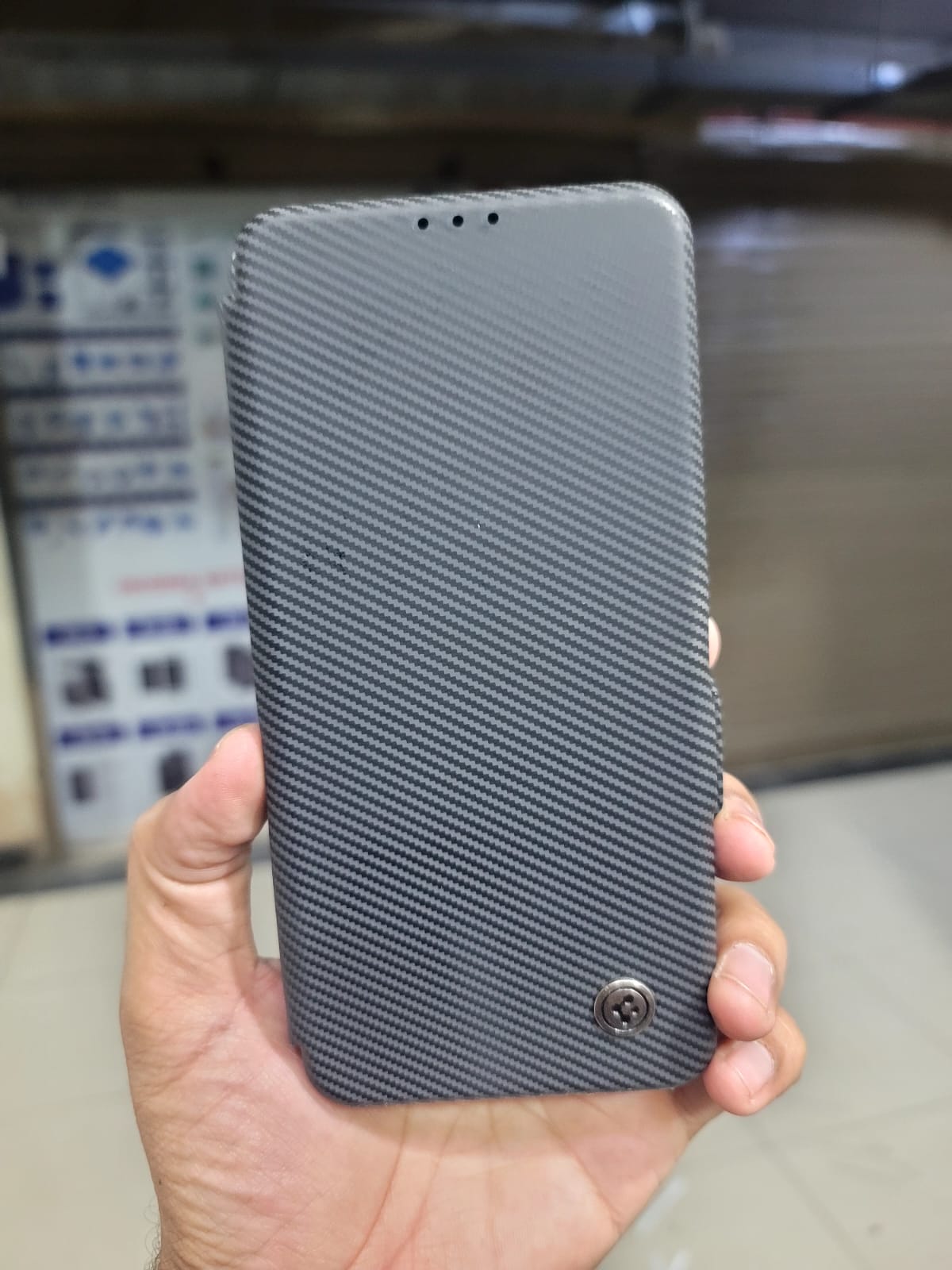 Fiber fusion book cover for Samsung S25 FE Flip Cover View 3 - OnlineExpo.pk