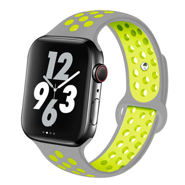 42mm 44mm 45mm 49mm Nike Sports Straps Apple Smart Watch - Yellow Grey Original Product Front View - OnlineExpo.pk