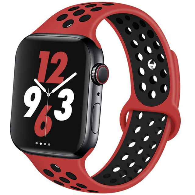 42mm 44mm 45mm 49mm Nike Sports Straps Apple Smart Watch - Red Black Original Product Front View - OnlineExpo.pk