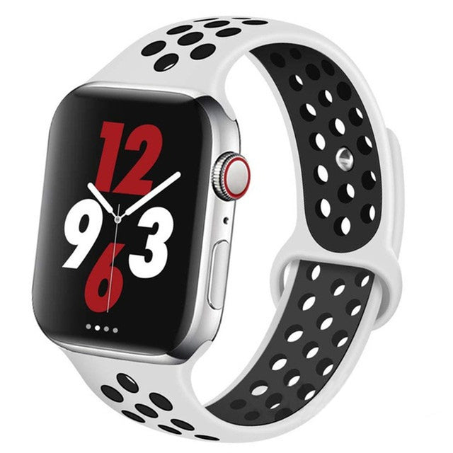 42mm 44mm 45mm 49mm Nike Sports Straps Apple Smart Watch - Black White Original Product Front View - OnlineExpo.pk