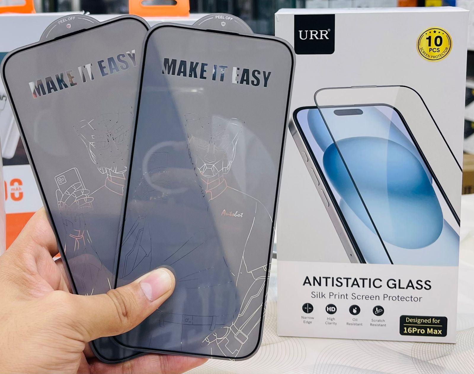 URR ANTISTATIC DUSTPROOF CLEAR GLASS IPHONE 16 PRO MAX / IPHONE 16 PRO / IPHONE 15 PRO MAX Original Product Front View
