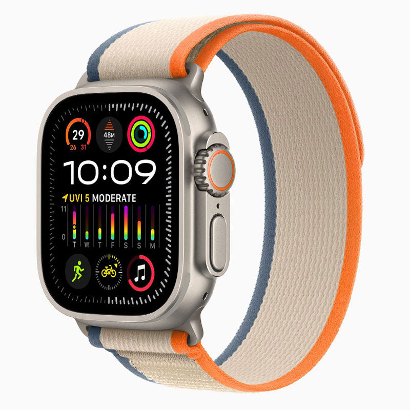 42mm/44mm/45mm/49mm Trail Loop Straps For Series 9 Ultra 2 Smart Watch - Orange/Beige/Blue Original Product Front View
