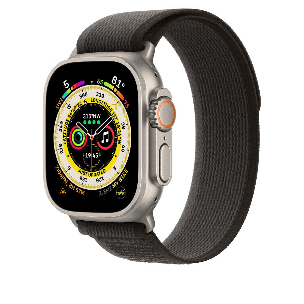 44mm-45mm-49mm Trail Loop Smartwatch Strap For Apple Watch - Black/Orange Original Product Front View - OnlineExpo.pk