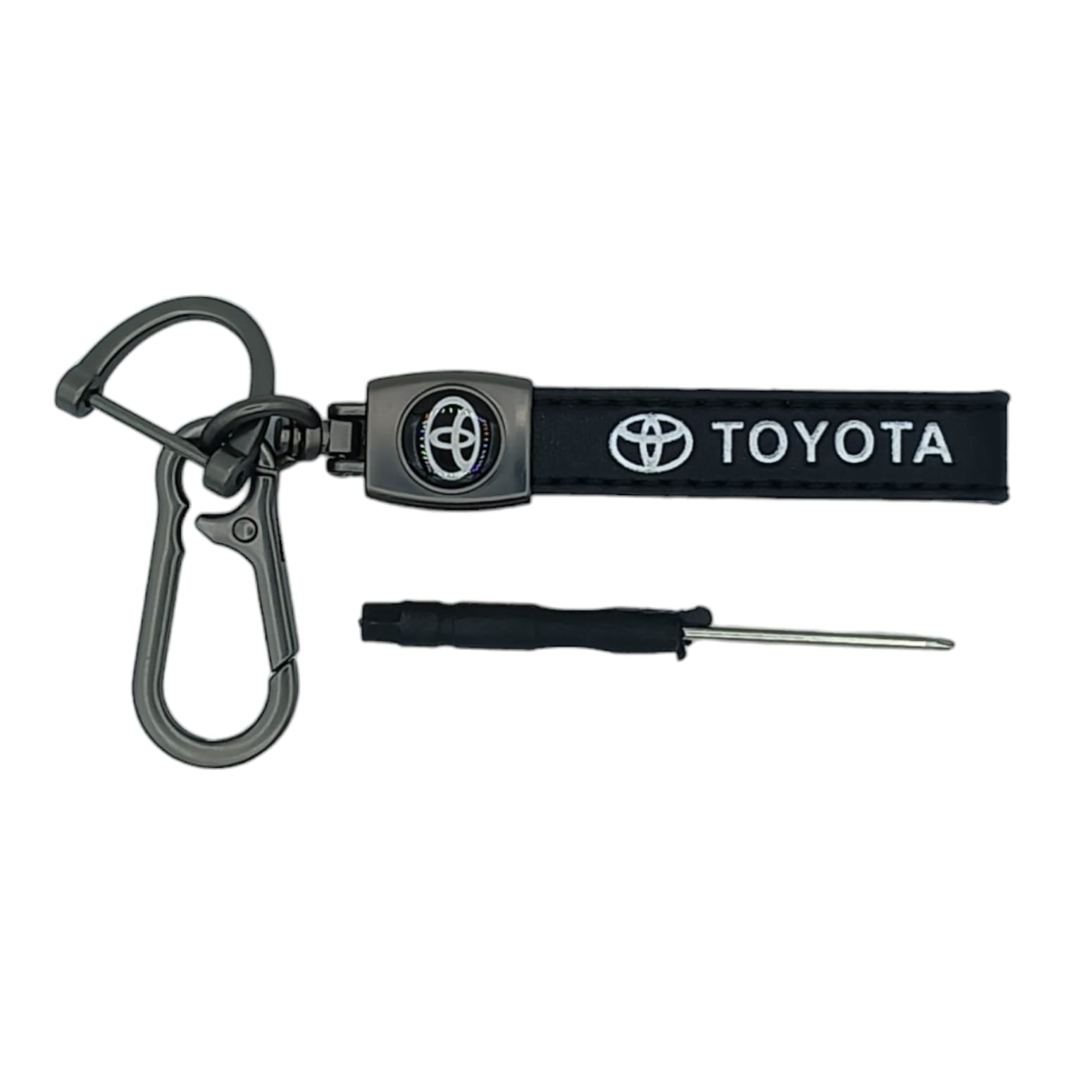 Leather Car Logo Metallic Keychain For Toyota Premium Quality Original Product Front View - OnlineExpo.pk